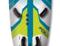 On a foil freeride board, the straps are further out and the tail is wider than on foil style boards or windsurf boards with a foil option