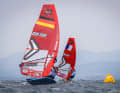 Sebastian Kördel is in second place after the first day of the iQFoil European Championship.