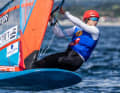 In the lead after two days on the water are Sharon Kantor from Israel...