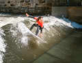 Unlike classic surfing in the sea, with rapid surfing the wave remains stationary - either artificially created, as in Freiburg, or in a natural river, as here.