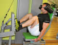 ...and then bend your legs again as far as you can. Place your feet about hip-width apart, with the tips of your feet pointing slightly outwards. It is important that you make sure that your knees do not come together during the movement. They should always be the same distance apart as your feet!