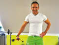 Hold your arm next to your body and swing the flexibar.