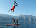 A tester flies in: Here from the ferry landing stage in Malcesine.