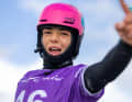 The 14-year-old was also among the front runners in the slalom and in the waves