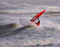Christian Kohl takes on a North Sea breaker in the morning light