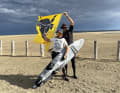 She celebrated her success on the beach at La Palme in the south of France.