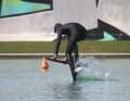 When there's no wind, he likes to go pumping, keeping himself fit and supple.