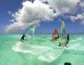 Freudiges Freeriden in der türkisen Lagune von Tobago. Die beliebteste Sparte des Windsurfens ist und bleibt Freeride.