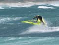 The take-off for the backside aerial isn’t really a take-off in the strict sense of the word, but more a matter of levering yourself up over the flattened sail.