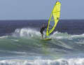 Ideally, the back pressure in the sail will push you back up quickly, so that you can use your body weight to get fully over the board. As soon as this happens, you pull in the line again in a controlled manner.