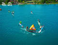Snapshot of "The Lake Rocks" SUP festival on Lake Faak: Donato Freens paddles his way to the top of the Tech Race