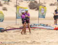 The German Elena Dominick (left) was then able to stop her and will now face Maaike Huvermann next.