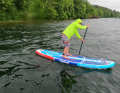 The board runs straight with three fins.