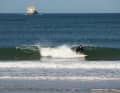 In the morning, the wind wasn’t on our side, but there was a small yet lovely swell rolling onto Brandenburger Beach