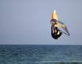 One of the most spectacular moves at the tow-in on the third day of the surf festival: Jannes Thomsen jumped into second place with it