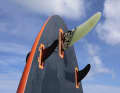 There are three fins in the tail with plenty of surface area, which also provide sufficient grip for flat water freeriding.