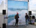 Vincent Langer organised a special protest action today: he foiled around Fehmarn in just under four and a half hours under the motto "Never again?" to protest against the national park plans.