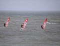 The wind was sufficient for some slalom riders during the day...