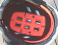 The helmet is comfortably padded on the inside