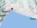 Preluk is located near Volosko, south-west of Rijeka