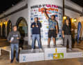 Award ceremony at the yacht club: Mestre ahead of Prien and Hugo Sjöberg.