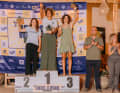 The women's wave podium with Sarah-Quita Offringa, Alexia Kiefer Quintana and Sol Degrieck