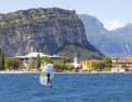 Torbole on the north shore with an impressive backdrop