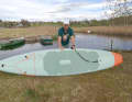 Despite being 32 inches wide, the board has a sporty outline