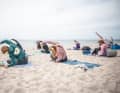 A professional teacher from Yogaspot Fehmarn came along for the camp on the south beach.