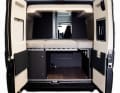 The bed can be extended by the length of the rear doors