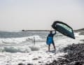 The sideways carry technique is only suitable for gentle waves and entering shallow water