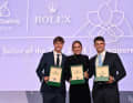 Velista mondiale dell'anno (da destra a sinistra): Diego Botin, Marit Bouwmeester e Florian Trittel
