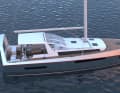 The striking hull lines and deck layout of the blue water cruiser were created by French designer Nicolas Purnu.