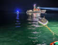 Night-time operation in Eckernförde Bay: a sailing boat capsized due to a squall. The sea rescue team immediately rescued the couple from the water.