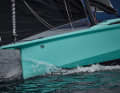 The bow is tilted backwards, the bowsprit is firmly laminated