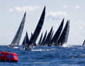 Approaching the windward mark: in the foreground the future world champions