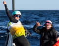 Theresa Steinlein avec le coach Daniel Slijk