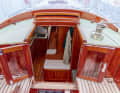 Transparent hinged doors in the heavily modified superstructure, a breakwater and only one winch adorn the cabin superstructure
