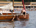 The crew of the dinghy cruiser "Kleine Anna" anchors for a swimming break