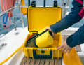 2: Eject the package labelled with a 2. It contains the recovery sling. The line runs out as the bag brakes in the water