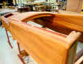The wedge-shaped companionway box was created from scratch based on the original model