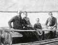 Slocum with his second wife Henriette and sons Garfield and Victor on board the "Libertade" in 1889