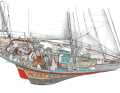 Disegnato a mano nei minimi dettagli: il «Gipsy Moth IV» di Sir Francis Chichester, con cui nel 1966/67 compì il giro del mondo in solitaria in tempo record