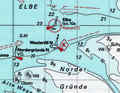 Stromraute sur une carte britannique IMRAY de navigation de plaisance pour la côte allemande de la mer du Nord