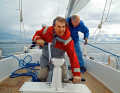 Baltic founder P. G. Johanssen at the grinder, Meier-Kothe at the sheet. The photo could symbolise their 50-year collaboration, which has proved its worth both on the water and on land