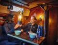 The crew enjoys cosy warmth in the saloon, even in summer it can get cool.