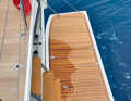 Large hatch. The hose dinghy can be stowed transversely in the lazarette in the stern