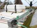 The traveller of the enlarged mainsail is wide and sits directly in front of the sprayhood
