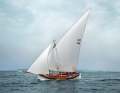 The extra-long spar of the old lateen sail points into the sky like a white needle. The Italians call it "Antenna", the antenna