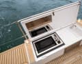 An external pantry or additional storage space can be ordered in the rear